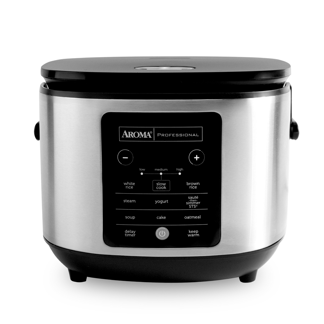 Aroma ARC-1296C rice and grain multicooker on the instruction-manual cover, viewed from the front with its controls visible.