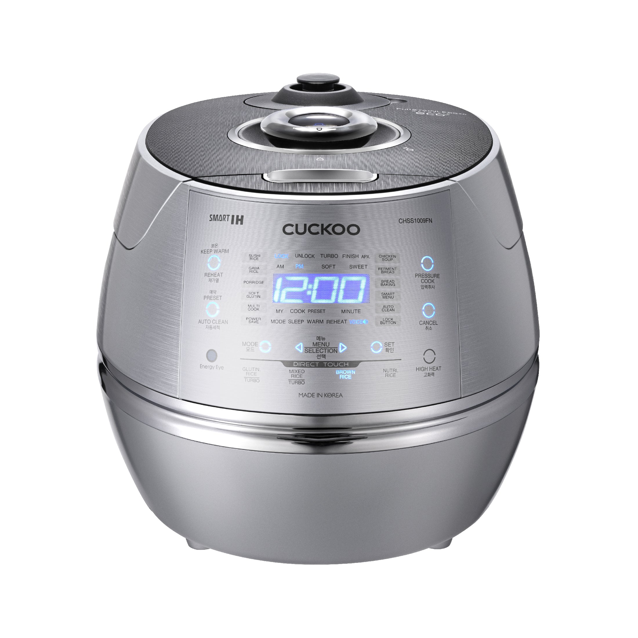 CUCKOO CRP-CHSS1009F manufacturer page-linked Smart IH pressure cooker; front panel reads CHSS1009FN.