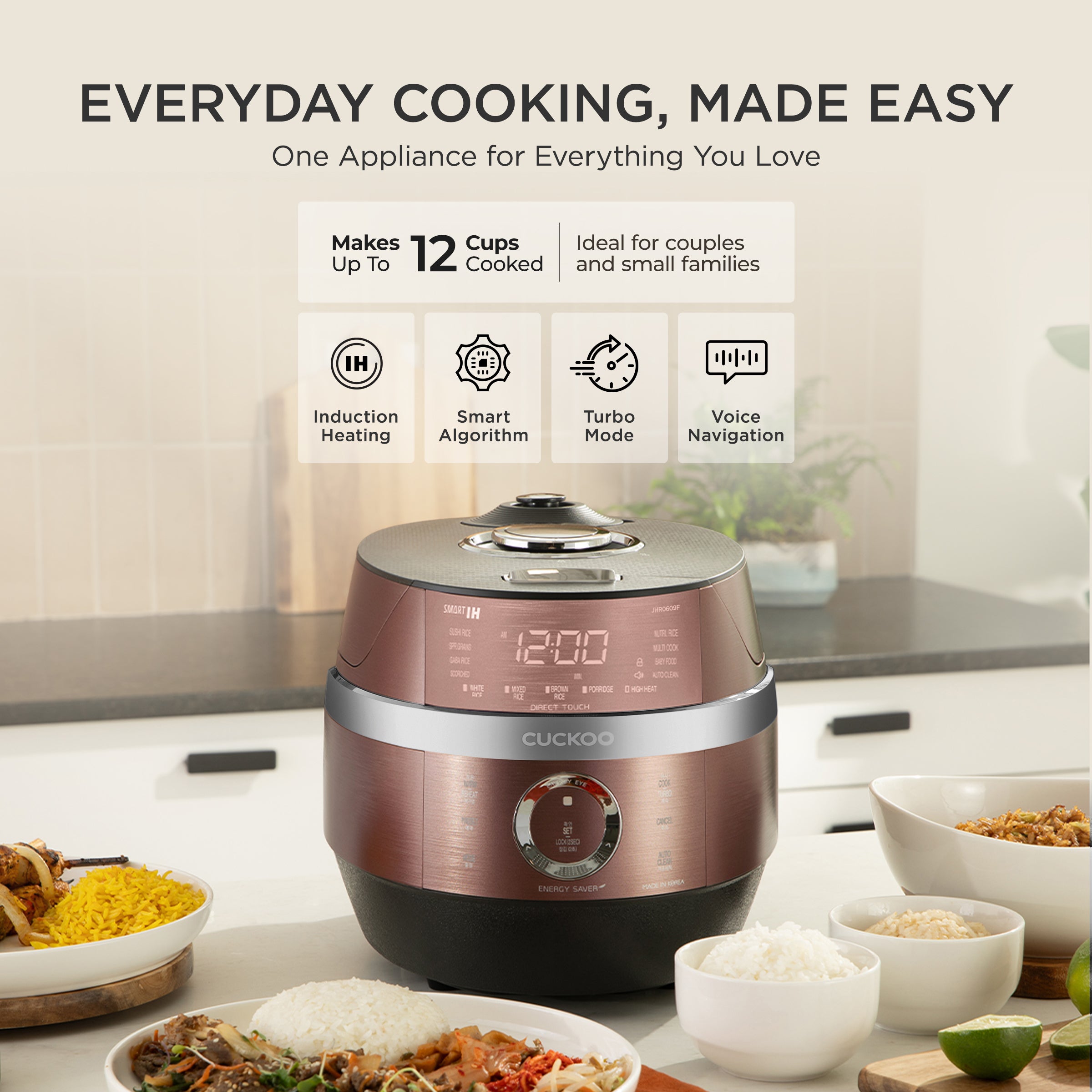 CUCKOO page-linked copper-toned CRP-JHR0609F cooker with the model marking visible on its front.