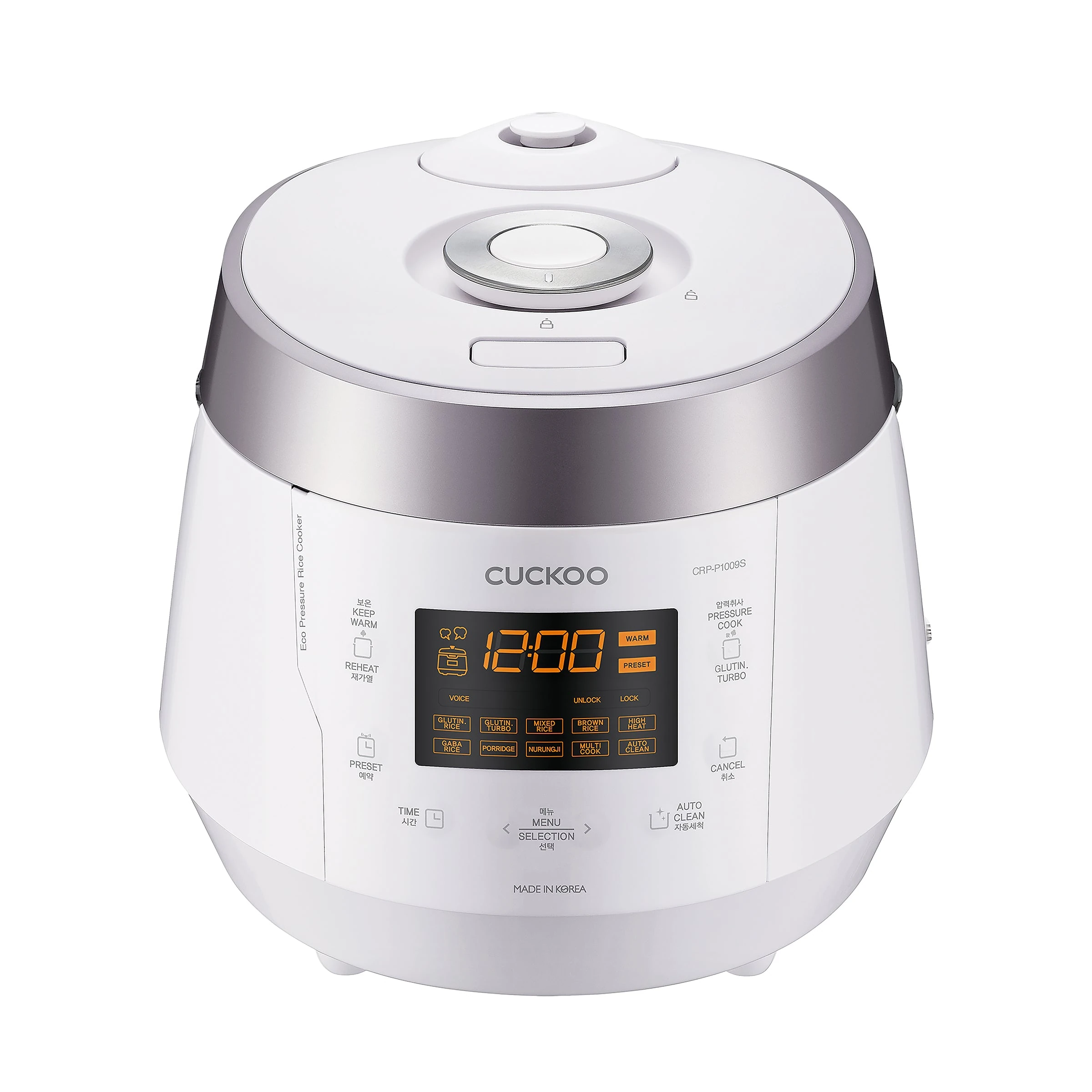 Cuckoo CRP-P1009S white rice cooker, official product image